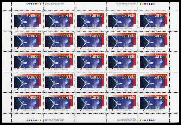 Canada Stamp SHEET#1528 - Multi-engine Jet Aircraft (1994) 43¢