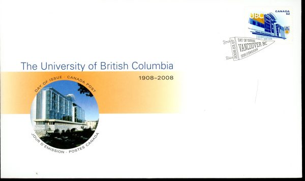 Canada FDC#2264 - University of British Columbia (2008) 52¢