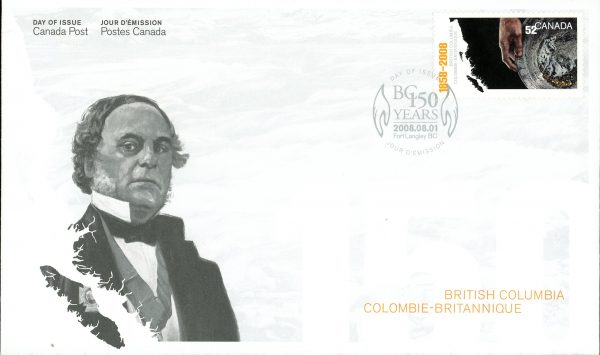 Canada FDC#2283 - Map of BC, panning for gold (2008) 52¢