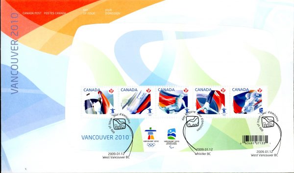 Canada FDC#2299 - Olympic Sporting Events-Definitives Souvenir Sheet (2009) 5 x (P) Souvenir sheet of 5