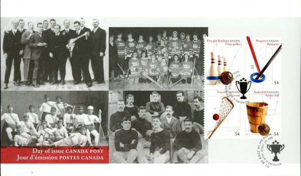 Canada FDC#2338 - Canadian Inventions: Sports (2009) 4 x 54¢ Booklet pane of 4