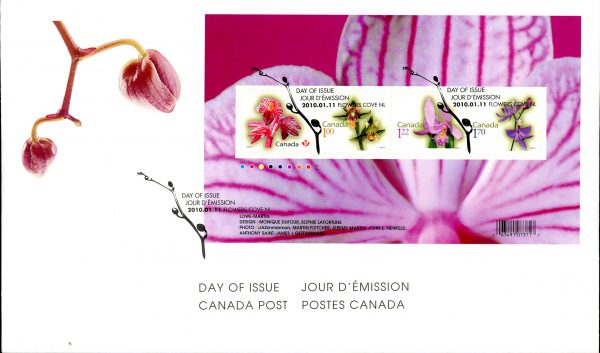 Canada FDC#2356 - Flower Definitives-Souvenir sheet (2010) 1 x (P), 1 x $1, 1 x $1.22, 1 x $1.70 Souvenir sheet of 4