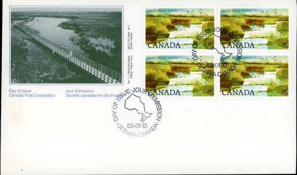 Canada FDC#937 -PLATE BLOCK- Point Pelee (1983) $5