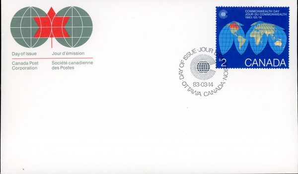 Canada FDC#977 - Map of the Earth (1983) $2