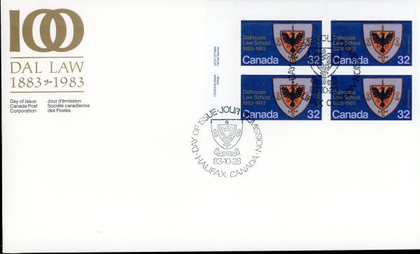 Canada FDC--PB#1003 - Law School Coat-of-arms (1983) 32¢