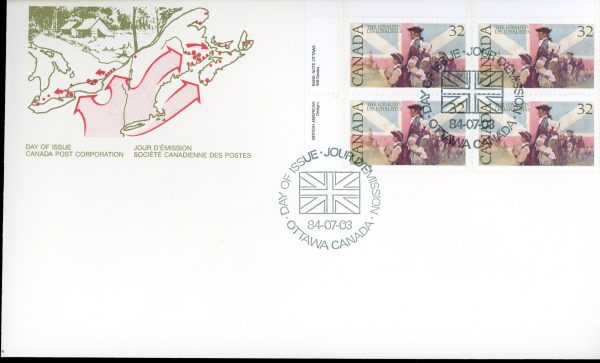 Canada FDC--PB#1028 - Loyalists and British flag (1984) 32¢