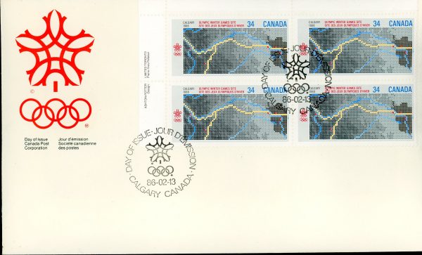 Canada FDC -- PB --#1077 - Map (1986) 34¢