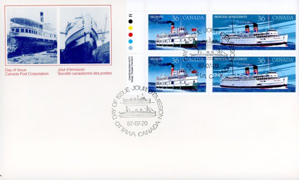 Canada FDC#1140a -PB- Canadian Steamships (1987) 2 x 36¢ Se-tenant pair (1139, 1140)