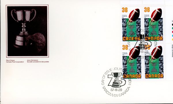 Canada FDC #1154 -PB- Football and Grey Cup (1987) 36¢