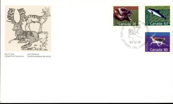 Canada FDC#1172A,76,80 - Mammal Definitives  1 x 46¢, 1 x 63¢, 1 x 80¢, Series of 3