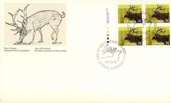 Canada FDC#1177 -PB- Wapiti (1988) 74¢