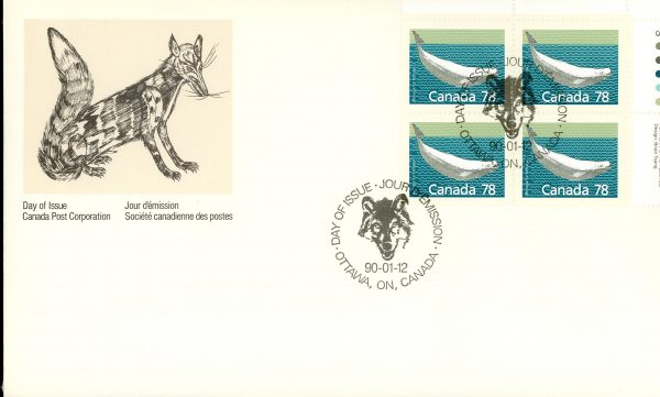 Canada FDC#1179 -PB- Beluga Whale (1990) 78¢