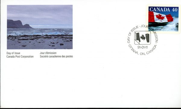 Canada FDC#1193 - Flag over Seacoast (1991) 40¢ Booklet single from 1193a