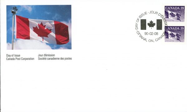 Canada FDC#1194cpa - Flag (1990) 2 x 40¢