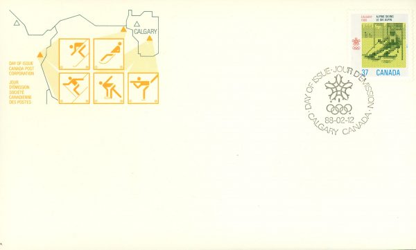 Canada FDC#1195 - Alpine Skiing (1988) 37¢