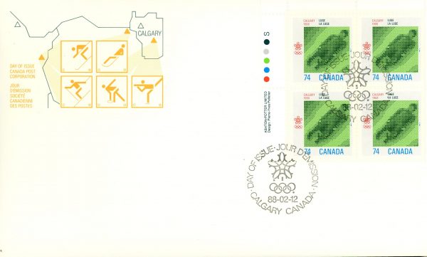 Canada FDC#1198 -PB- Luge (1988) 74¢