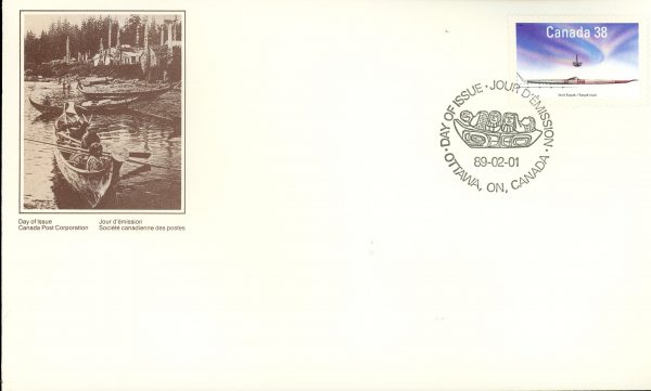 Canada FDC#1231 - Inuit kayak (1989) 38¢