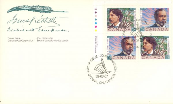 Canada FDC#1244a -PB- Canadian Poets (1989) 2 x 38¢ Se-tenant pair (1243, 1244)