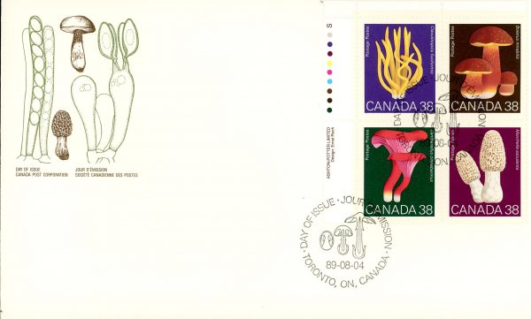 Canada FDC#1248a -PB- Mushrooms (1989) 4 x 38¢ Se-tenant block (1245-1248)