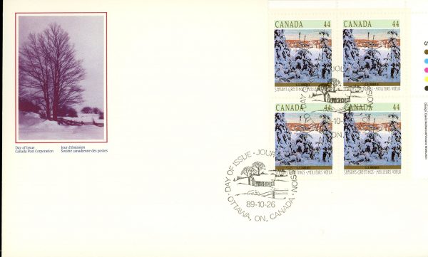 Canada FDC#1257 -PB- Snow II (1989) 44¢