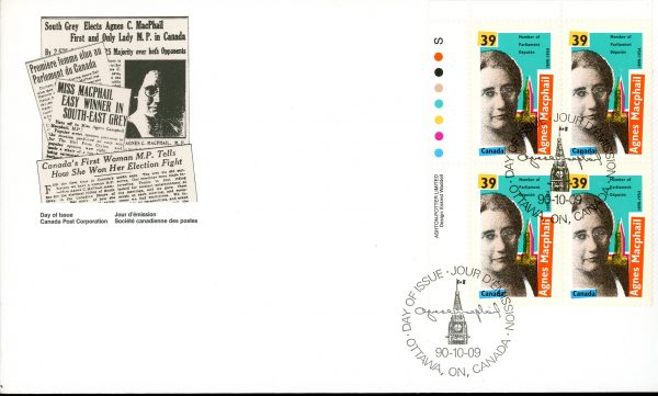 Canada FDC#1293 -PB- Agnes Macphail (1990) 39¢