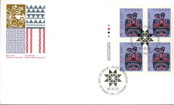 Canada FDC#1296 -PB- Children of the Raven (1990) 78¢