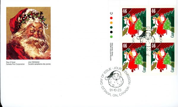 Canada FDC#1340 -PB- Bonhomme Noël, France (1991) 46¢