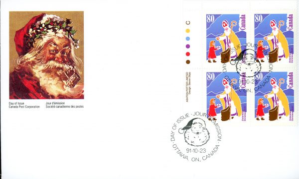 Canada FDC#1341 -PB- Sinterklaas, Holland (1991) 80¢