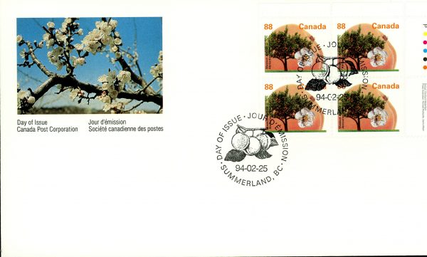 Canada FDC#1373 -PB- Westcot Apricot (1994) 88¢