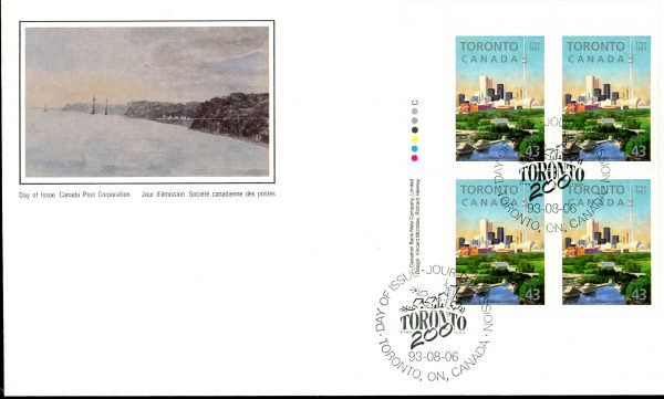 Canada FDC#1484 -PB- Founding of Toronto (1993) 43¢