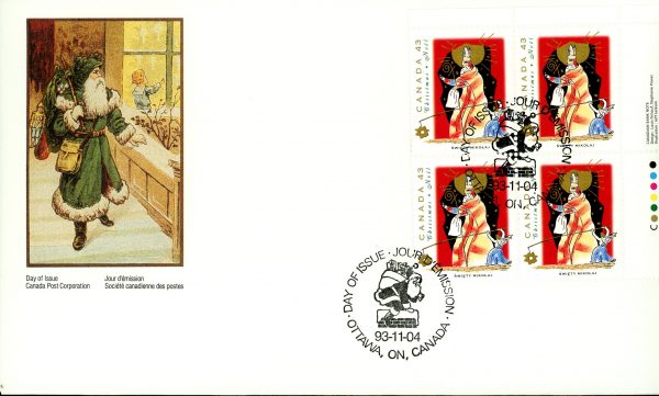 Canada FDC#1499 -PB- Swiety Mikolaj and Gwiazdka, Poland (1993) 43¢