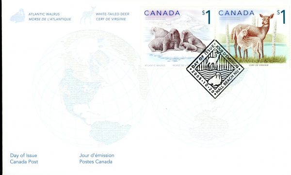 Canada FDC#1689a - Wildlife Definitives-High Values (2005) 2 x $1 Se-tenant pair (1688, 1689)