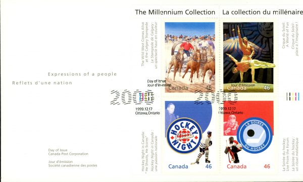 Canada FDC#1819 - Canadian Entertainment (1999) 4 x 46¢ Pane of 4