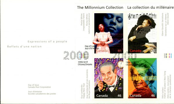 Canada FDC#1820 - Extraordinary Entertainers (1999) 4 x 46¢ Pane of 4