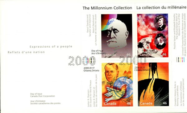 Canada FDC#1825 - Humanitarians and Peacekeepers (2000) 4 x 46¢ Pane of 4