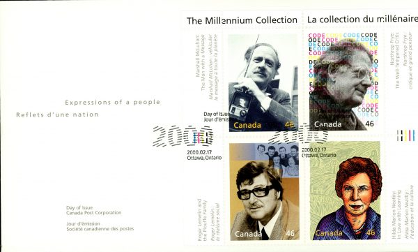 Canada FDC#1829 - Great Thinkers (2000) 4 x 46¢ Pane of 4