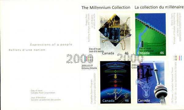 Canada FDC#1831 - Engineering and Technological Marvels (2000) 4 x 46¢ Pane of 4