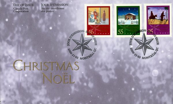 Canada FDC#1873-5 - Christmas-Nativity (2000) 1 x 46¢, 1 x 55¢, 1 x 95¢ Series of 3