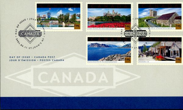 Canada FDC #1904 - Tourist Attractions (2001) 5 x $1.05