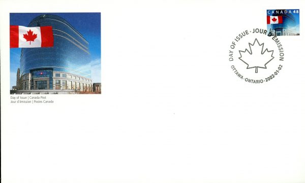 Canada FDC#1931 - Flag over Canada Post Head Office (2002) 48¢