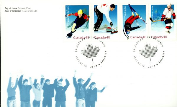 Canada FDC#1939a - 2002 Olympic Winter Games (2002) 4 x 48¢ Se-tenant strip of 4 (1936-1939)