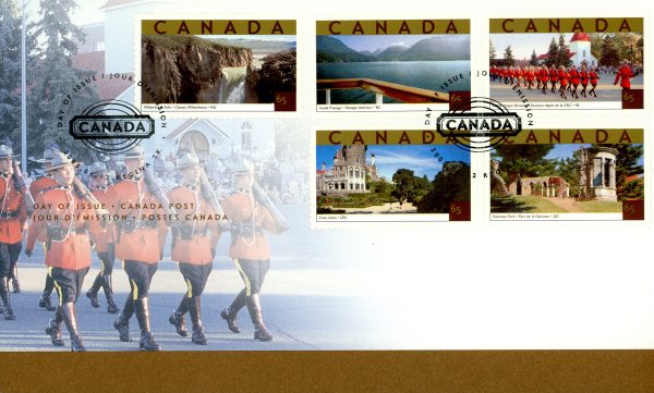 Canada FDC#1989 - Tourist Attractions (2003) 5 x 65¢ pane of 5