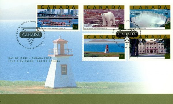 Canada FDC#1990 - Tourist Attractions (2003) 5 x $1.25 pane of 5