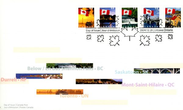 Canada FDC#2076-2080 - Flags (2004) 5 x 50¢ Series of 5 (2076, 2077, 2078, 2079, 2080)