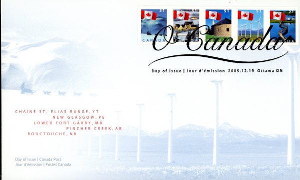 Canada FDC#2135-9 - Flag Booklet (2005) 5 x 51¢ Series of 5