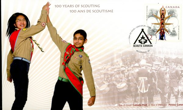 Canada FDC#2225 -100 Years of Scouting - Organization logo and activities (2007) 52¢