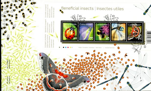 Canada FDC#2238a - Beneficial Insects (Low Value Definitives) (2007) 1 x 1¢, 1 x 3¢, 1 x 5¢, 1 x 10¢, 1 x 25¢ Souvenir sheet of 5