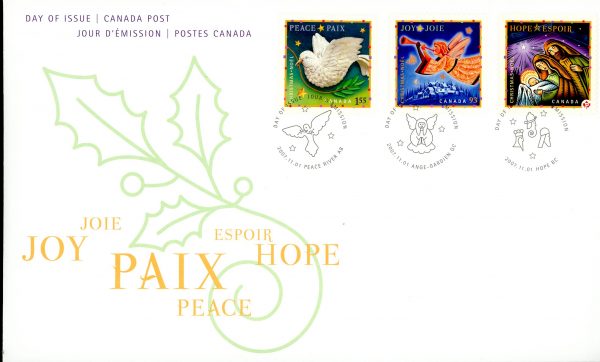 Canada FDC#2240,41,42 - Christmas - Hope, Joy and Peace