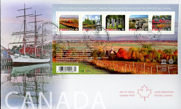 Canada FDC#2889 - Unesco World Heritage Sites in Canada (2016) $4.25 Souvenir Sheet of 5