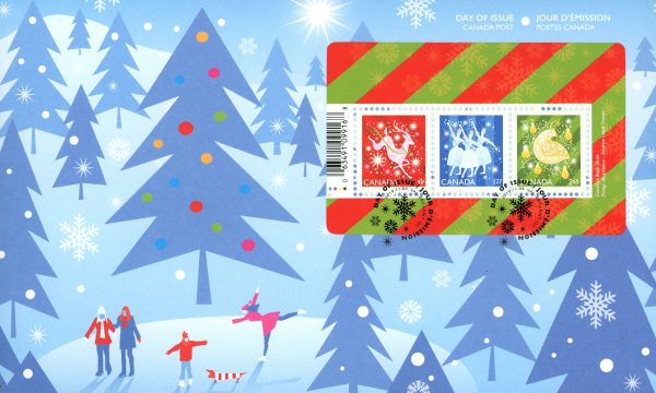 Canada FDC#3199 - Christmas (Shiny and Bright) (2019) $4.82 Souvenir sheet of 3